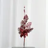 Kwiaty dekoracyjne sztuczne świąteczne jagodowe drzewo sosny gałęzie Poinsettia Glitter Fałszywa gałąź na wieniec