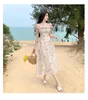 Casual Dresses French Sexy Club Floral Ruffles Slip Long Dress 2024 Summer High Waist Backless Pleated Women Korean Bohemian Retro