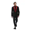 Abiti da uomo Splendido Nero Rosso Scialle Risvolto Monopetto Lusso 2 Pezzi Giacca Pantaloni Elegante Set Completo Costume Hombre Terno