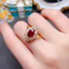 Anéis de cluster Deep Red Natural Ruby Ring 6mm 8mm 1ct Myanmar 925 Prata para festa manter brilhando jóias de pedras preciosas banhadas a ouro