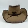 Klassisk unisex läder cowboy hattar kvinnor män västra hatt för pappa gentleman lady Sombrero Hombre Jazz Caps Bra paket 240130