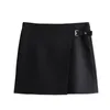 Skirts Irregular Buckle Gray Mini Woman Summer High Waist A-line Slim Short Faldas Fashion Streetwear Solid Simple F