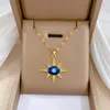 Colares Pingente Cubic Zircon Hamsa Evil Blue Eye Colar Aço Inoxidável Turco Cílios Grego Jóias Ojo Turco Acero Inoxidável