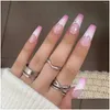 False Nails French Fake Nail For Women Sweet Coolo Star Pattern GradeInt Artificial Extension Suit Matchning Drop Delivery Health Beaut OTRN3