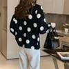 Spring Autumn Office Lady Polka Dot Print Chiffon Blouse Women Elegant Single Breasted Long Sleeve Allmatch Shirt Blusa Mujer 240125