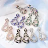 Dangle Oorbellen Ovale Verklaring Kleurrijke Kristallen Drop Vintage Strass Metalen Sieraden Mode Trend Accessoires Voor Vrouwen Groothandel