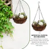 Decorative Flowers Simulated Rose Coconut Palm Hanging Basket Wall Home Decor Decoration Artificial Outdoor Fake Plants Wrought Iron