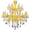 Chandeliers Yellow Crystal Chandelier Lighting Fixture Clothing Store Shop Dining Room Glass Pendant Lamp Bar Cafe Living Hanging Light