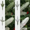 Decoratieve Bloemen 5/10 stuks Kerst Dennennaald Takken Kerstboom Kunstmatige Nep Plant Besneeuwde Twijgen Frosted Pines Garland Krans Feest