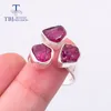 Klusterringar handgjorda silverring naturliga afrika 5.5ct ruby ​​grov ädelsten unika smycken 925 sterling böter för kvinnor tbj