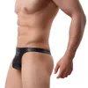 Briefs trosor herr sexig g sträng thong bikini män underkläder faux läder t-back homme underbyxor man u penis påse yq240215