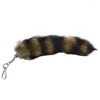 Keychains Faux Fur Bag Hanging Decor Soft Fluffy Raccoon Tail Key Ring Pendant With Lobster Clasp For Diy Car Decoration