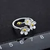 Lotus Fun Wedding Świeży elegancki zapomnij o kwiatach Regulowane pierścienie dla kobiet prawdziwe 925 Srebrne randki Fine Jewelry 240122