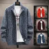 Männer Pullover Koreanische Kleidung Winter Pullover Casual Mantel Strickwaren Pullover Männlich Greifen Fleece Warm Zipper Strickjacke