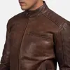 Vestes pour hommes Veste en cuir vintage marron véritable moto en peau de vache