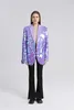 Designer Niche Womens Oversize Wide Purple Sequin Blazer Fallwinter 240130