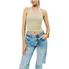 Damestanktopjes Camis Mxiqqpltky Geribbelde gebreide tanktop voor dames Y Halterhals Mouwloos Open rug Slim Fit Uitgaan Crop Y2K Tops Dr Otmwj