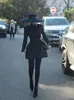 Mode Knop Zwarte Mini Jurk Voor Vrouwen Vintage Lange Mouw Hoge Taille Bodycon Alime Rok Vrouwelijke Avondfeest Vestidos 240130