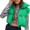 Autumn and winter womens warm cut vest jacket fashion sleeveless vertical collar zippered inflatable vest street style jacket 240216