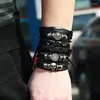 Charm Bracelets Fashion Multi-layer Leather Bracelet Set Vintage Skull Star Metal PU Jewelry Wholesale For Men Women