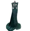 ASO EBI 2024 Hunter Green Mermaid Dress Sukienka Kryształy Cequinalne wieczór Formalne przyjęcie Drugi przyjęcie urodzinowe suknie zaręczynowe sukienki szata de soiree ZJ22 es