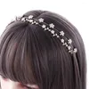 Hårklipp flicka huvudbonad enkel båge tunna båge rhinestones opal koreanska hårband kvinnor flätad pannband pärla