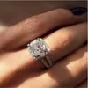 Vecalon Funkelnder Versprechensring aus 925er Sterlingsilber mit 3 Karat Diamant im Kissenschliff, Eheringe für Damen, Schmuck, Geschenk, N9ZS KPN8 LPNP LPNP