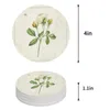 테이블 매트 빈티지 컨트리 식물 흰색 장미 꽃 세라믹 세트 부엌 라운드 플레이스 매트 럭셔리 장식 커피 찻잔 코스터