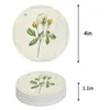 Tischsets Vintage Country Plant White Rose Flower Keramik Set Küche Runde Tischset Luxus Dekor Kaffee Tee Tasse Untersetzer