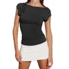 Kvinnors T -skjortor Kvinnor Cap Sleeve Tops Solid Color Bandage Summer