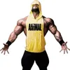 Hommes Bodybuilding Animal sans manches à capuche débardeurs Muscle Stringer athlétique Fitness gilet haut été sweats à capuche vêtements de sport hauts 240119