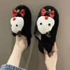 Slippers Fashionable Autumn Winter Women Flat Non Slip Round Toe Plush Warm Comfortable Christmas Puppy Couple Slides