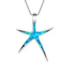 High Quality Beautiful Blue Fire Opal Starfish Pendant Solid 925 Sterling Silver Necklace For Women Jewelry Gift5013735