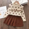 Menoea Abbigliamento invernale per bambini Neonata Abito lavorato a maglia Caldo autunno Ragazze Maniche arricciate Design in pizzo Abito maglione Abiti Abiti 240122