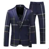 Herrenanzüge Blazer Big Pliad Check Anzug Männer Business Casual Kostüm Homme Sur Mesure Bräutigam Smoking Slim Fit Smoking Uomo 5Xl8737013 Dro Otwcj