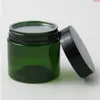 60g Vide Voyage Vert PET Crème Bouteille Pots 2oz Emballage Cosmétique Rechargeable avec Couvercles En Plastique Blanc Noir Cap 50pcshaute qualité Egfdt