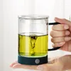 Mugs USB Rechargeable Automatic Stirring Magnetic Mug Glass Heat Resistant Travel Tea Cup Electric Smart Mixing Milk Coffee Cups