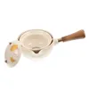 Ensembles de vaisselle en céramique poignée latérale cruche facile à nettoyer bouilloire à thé rotative à main il saisit la théière chinoise outil de brassage du bois