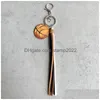 Party Favor Sports Ball Pompon Porte-clés Creative Baseball Basketball Football Pendentif En Cuir Lage Décoration Porte-clés Drop Livrer Dhkee