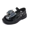 Toddlers Girls Leather Shoes Children's Party Flats för barn Loafers Bowtie 4-9Y Ankomst ZY95-96 240127