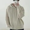 Erkek Sweaters Erkekler örme ceket kapşonlu hip hop hırka şık kış içi boş tasarım fermuar kapanma düz renk