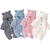 Citgeett Autumn Winter born Baby Boys Girls Ear Knit Romper Hooded Wool Sweater Jumpsuit Warm Cute Outfit 240131