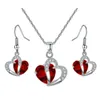 Ensemble collier et boucles d'oreilles romantiques pour la saint-valentin, bijoux pour femmes en forme de cœur, Faux cristal, cadeau pour femme et maman