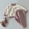 Ensembles de vêtements 2024 enfants automne coréen bébé à manches longues ensemble Fpr garçons filles pull pantalon 2 pièces enfant en bas âge fille Cothes