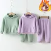 Winter Children Clothes Kids Suit Warm Sweater Girl Fleece Hoodies Pullover Sweatshirt Pant Winter Girl Boy Tracksuit Sportswear 240129