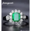 Ringe Vintage 100 925 Sterling Silber Schmuck Ring Natürlicher Smaragd Edelstein Diamant für Frauen Größe 5125063628 Drop Lieferung Ota6Y