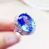 Cluster Ringen Natuurlijke Echte Blauwe Topaas Luxe Grote Ring 925 Sterling Zilver 12 16mm 13ct Edelsteen Fijne Sieraden vrouwen X223281