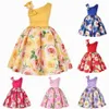 Robes de filles Skew épaule enfants une pièce robe rose imprimé soirée vacances performance jupe vert rouge rose K2VX #