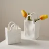 Nordic Portable Vase White Ceramic Flower Modern Home Decor Accessories Living Room Decoration Garden Bedroom Ornament 240131