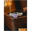 Cluster Rings Purple Diamond Square Cut 925 Sier Ring Paired With High Carbon Mtifunctional Niche Elegant Womens Drop Delivery Jewelry Otn7M